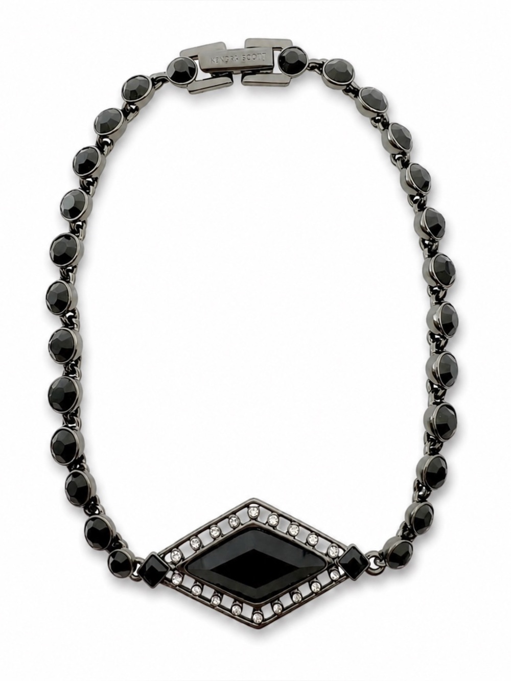 Givenchy Hematite Tone Jet Stone Line Bracelet.